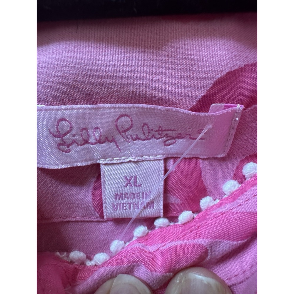 Lilly Pulitzer Pink Shirt Resort Fit Button Up Floral Sheer Beach Sz XL - Picture 3 of 12